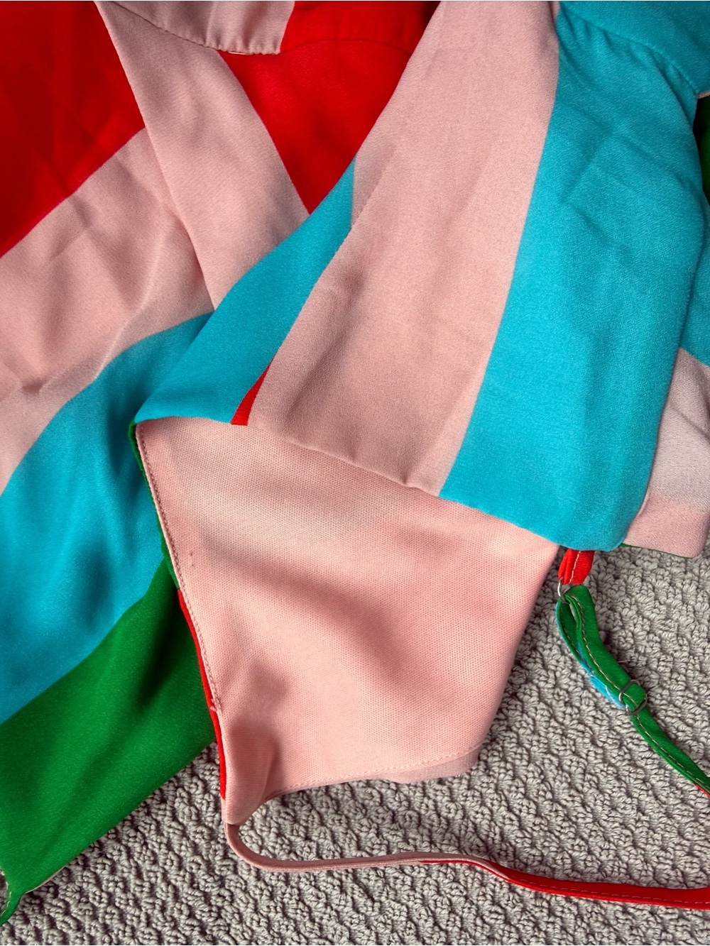 Lulus Vivacious Veronica Multi Green Pink Stripe tie back knot midi dress - Picture 9 of 10